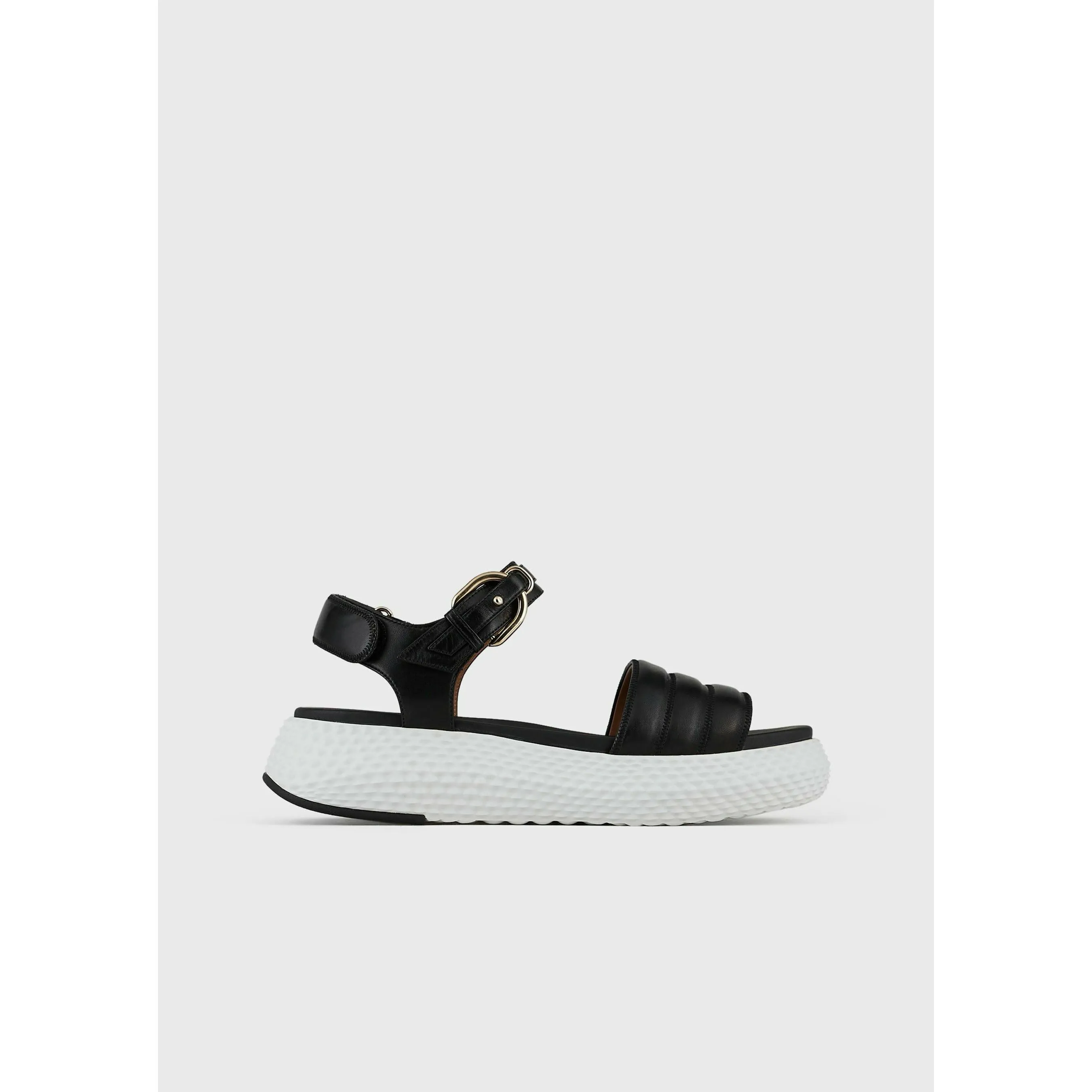LEATHER PLATFORM SANDALS WITH CONVEX STRIPE