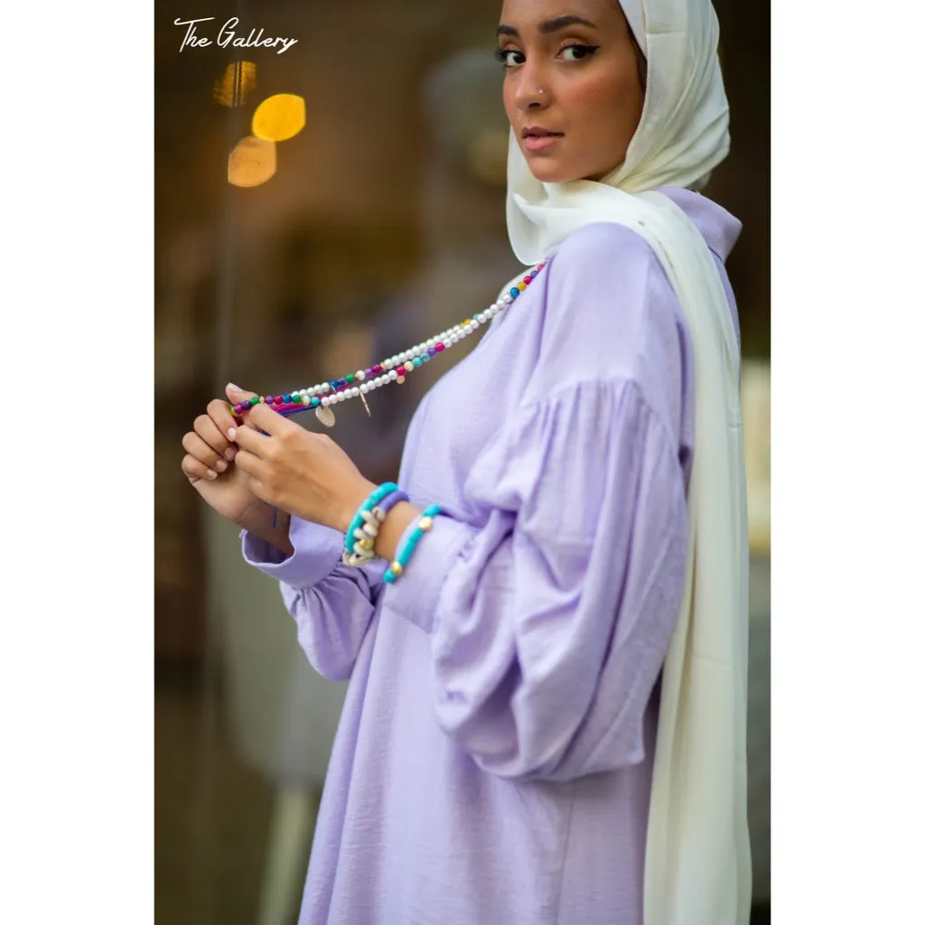 Lilac purple puffed sleeve shirt