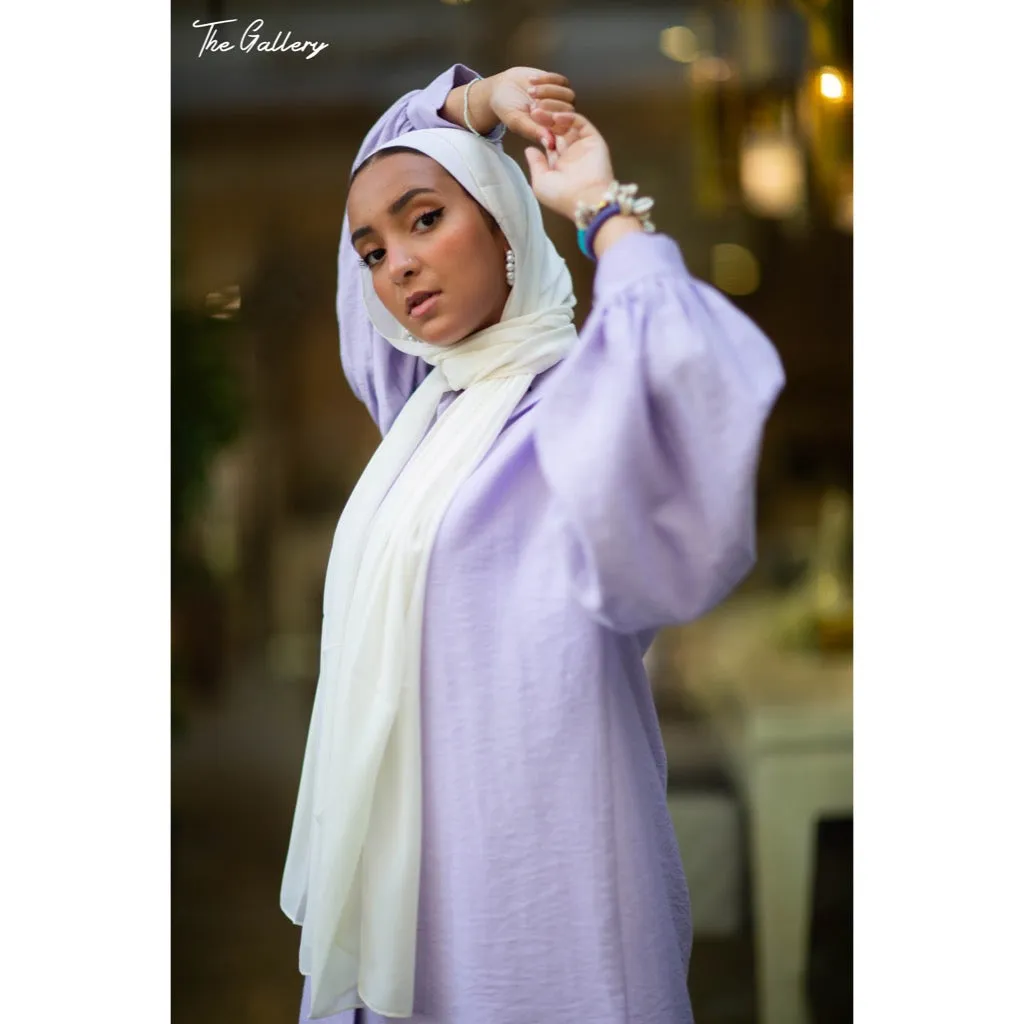Lilac purple puffed sleeve shirt