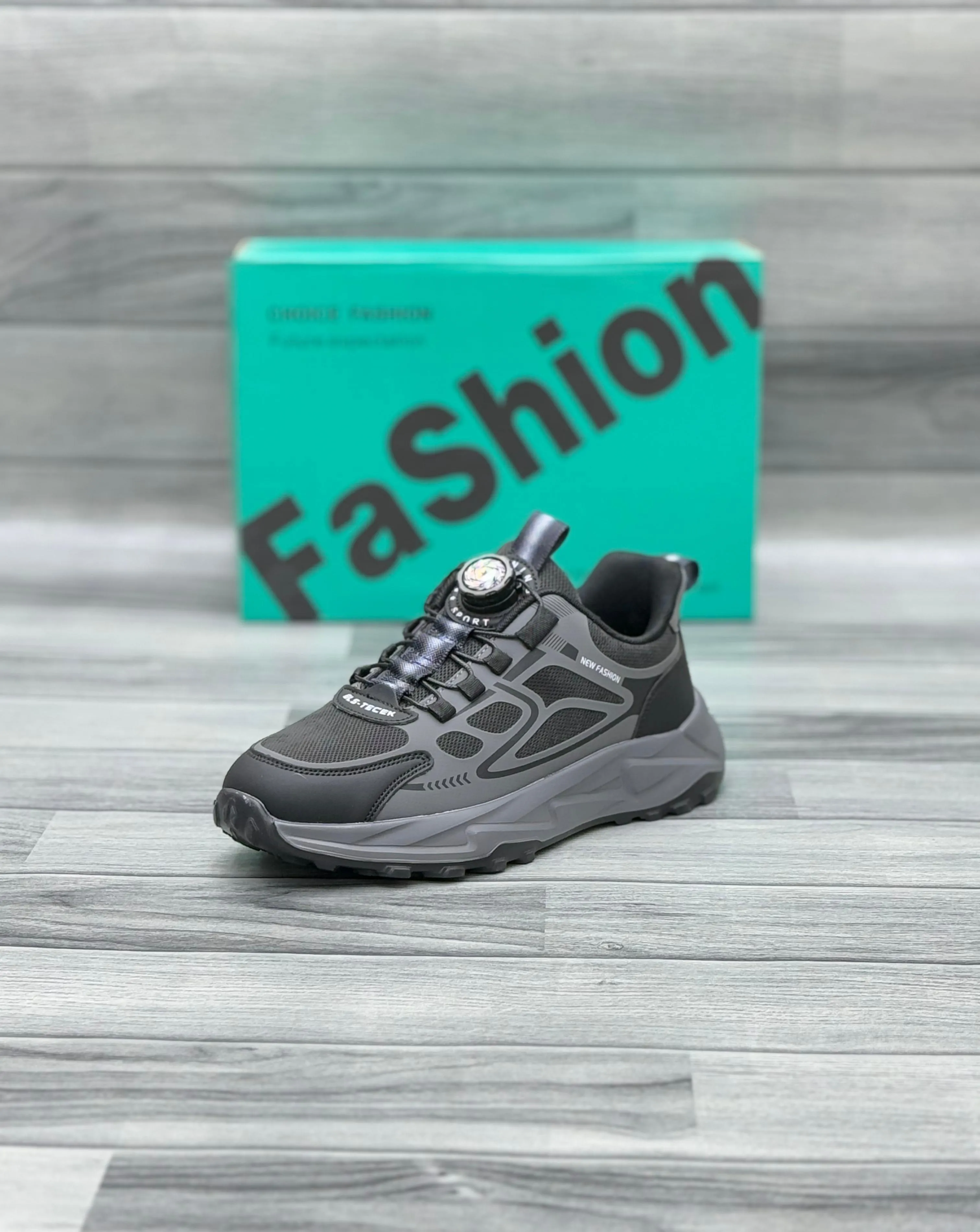 Men's Black & Grey Sport Sneakers – Durable & Stylish