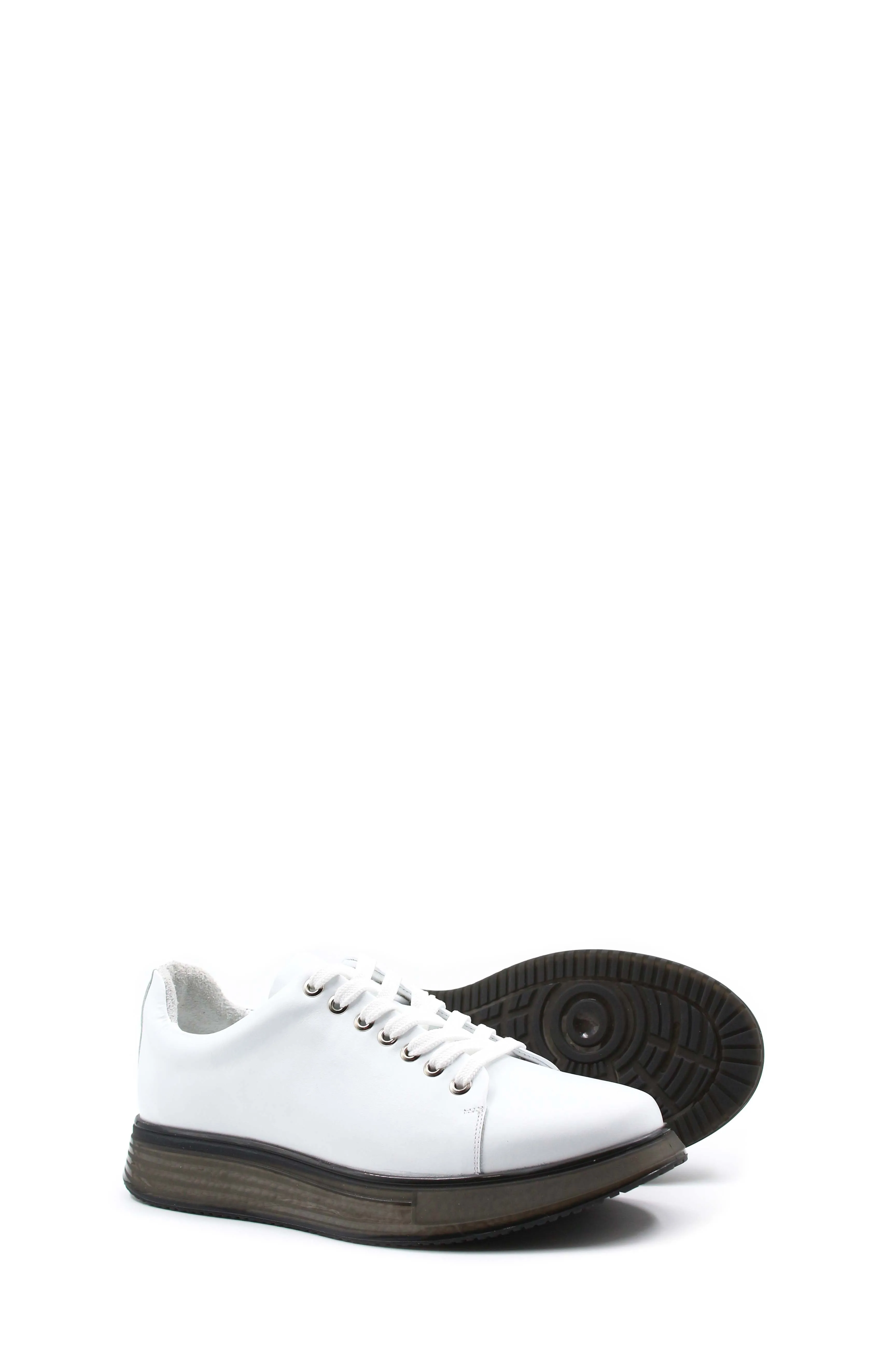 Men's White Platform Sneakers-Wessi