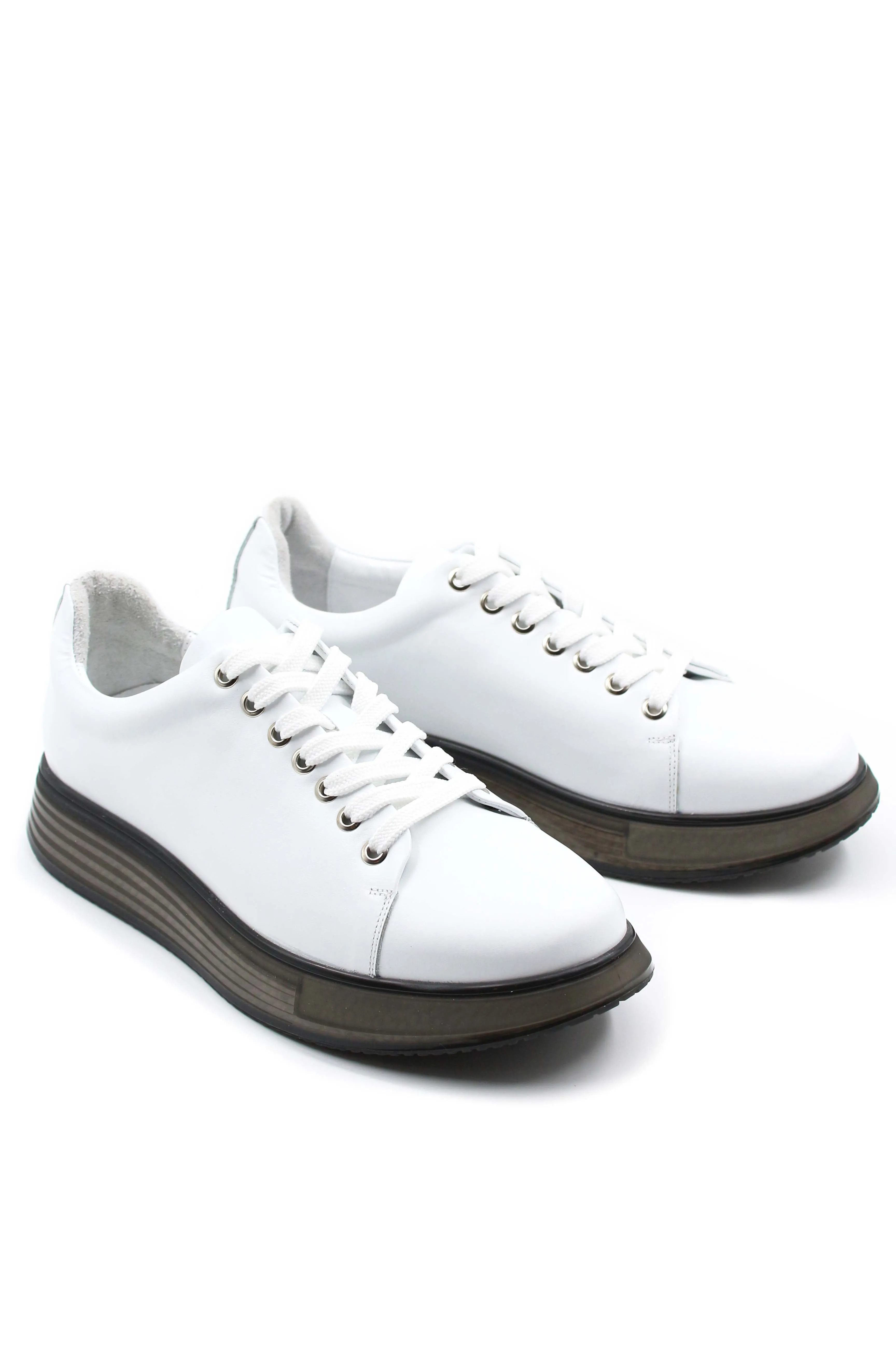 Men's White Platform Sneakers-Wessi