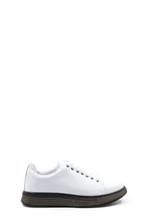 Men's White Platform Sneakers-Wessi