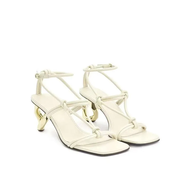 Minimalist Peep Toe and Cutout Design Roman-Style Sandals