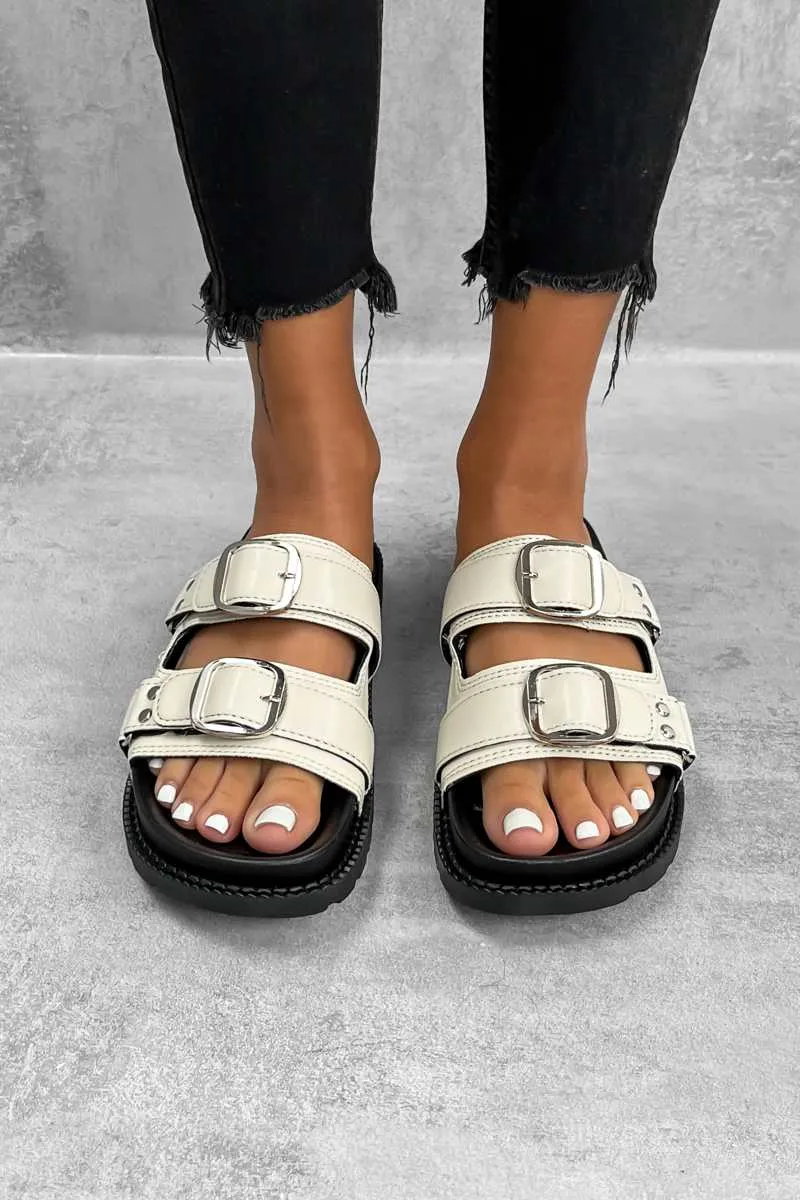 MONTEL Chunky Buckle Sandals - Cream