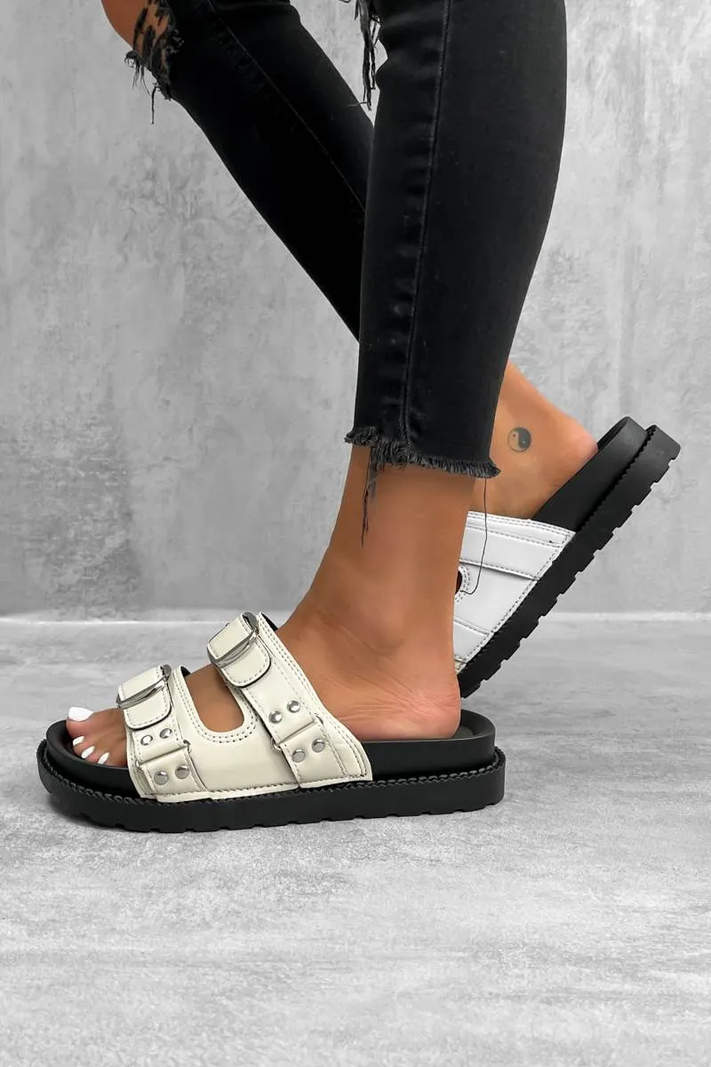 MONTEL Chunky Buckle Sandals - Cream