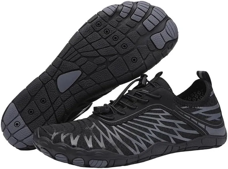 New Hike Barefoot Shoes for Women Men - Breathable Non-Slip Athletic Footwear, Wide Toe Water Shoes for Hiking, Non-Slip Neuropathy Shoes for Women Men, Grounded Comfort wear (Black,Women7 Men5)