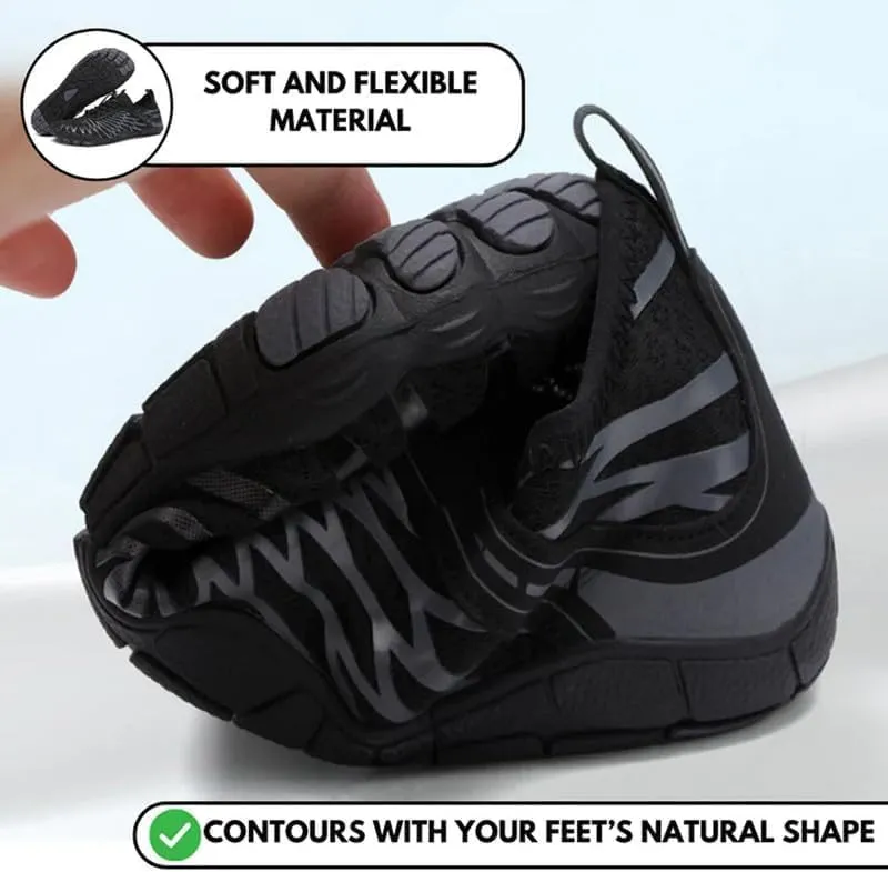New Hike Barefoot Shoes for Women Men - Breathable Non-Slip Athletic Footwear, Wide Toe Water Shoes for Hiking, Non-Slip Neuropathy Shoes for Women Men, Grounded Comfort wear (Black,Women7 Men5)