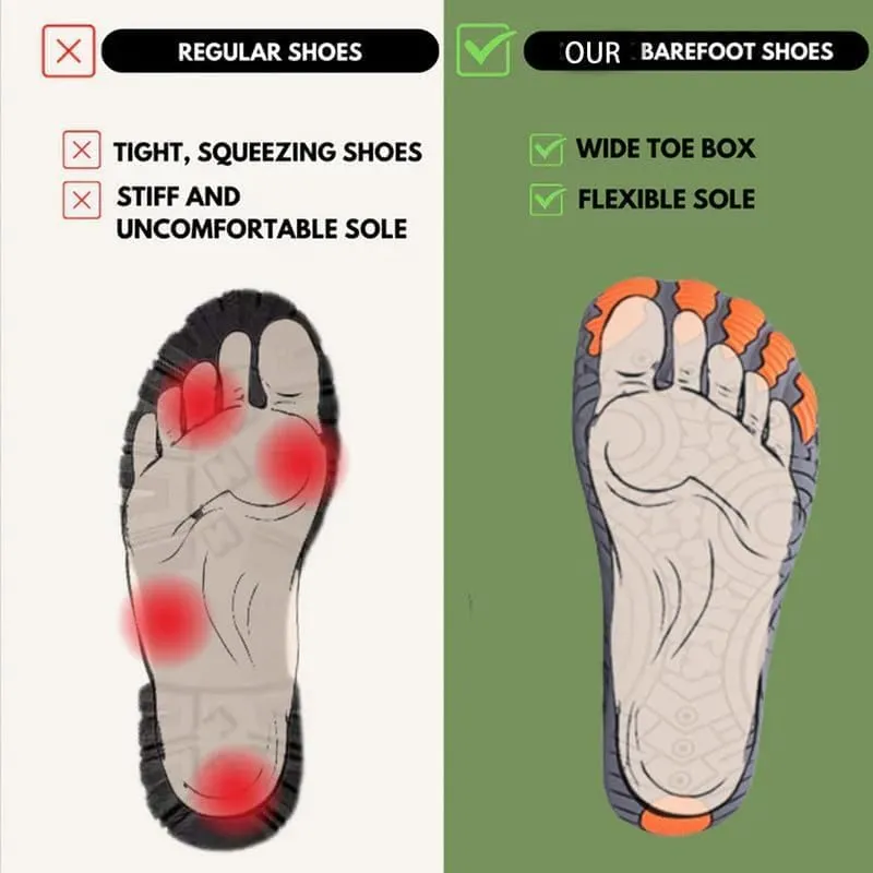 New Hike Barefoot Shoes for Women Men - Breathable Non-Slip Athletic Footwear, Wide Toe Water Shoes for Hiking, Non-Slip Neuropathy Shoes for Women Men, Grounded Comfort wear (Black,Women7 Men5)