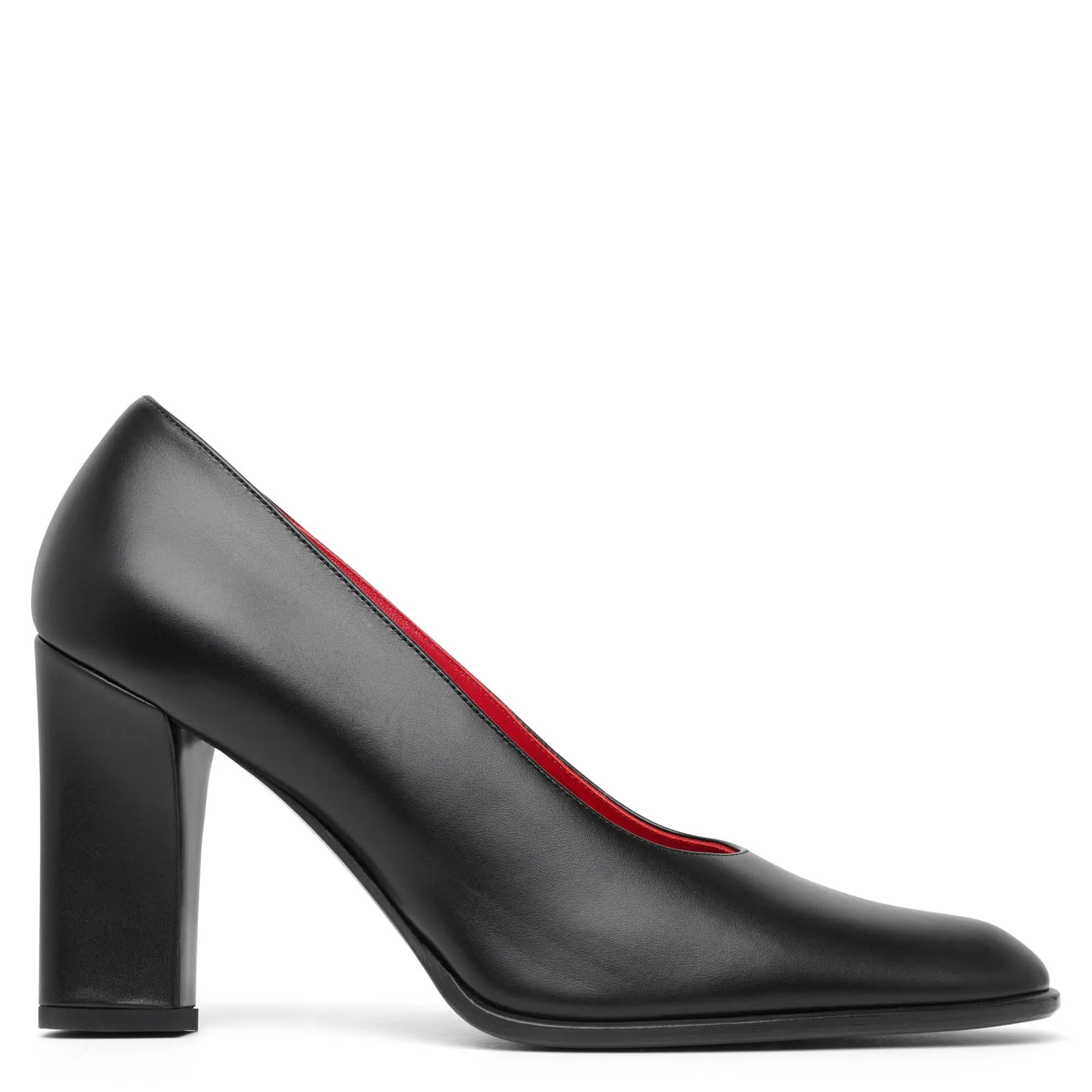 Olivia black leather pumps