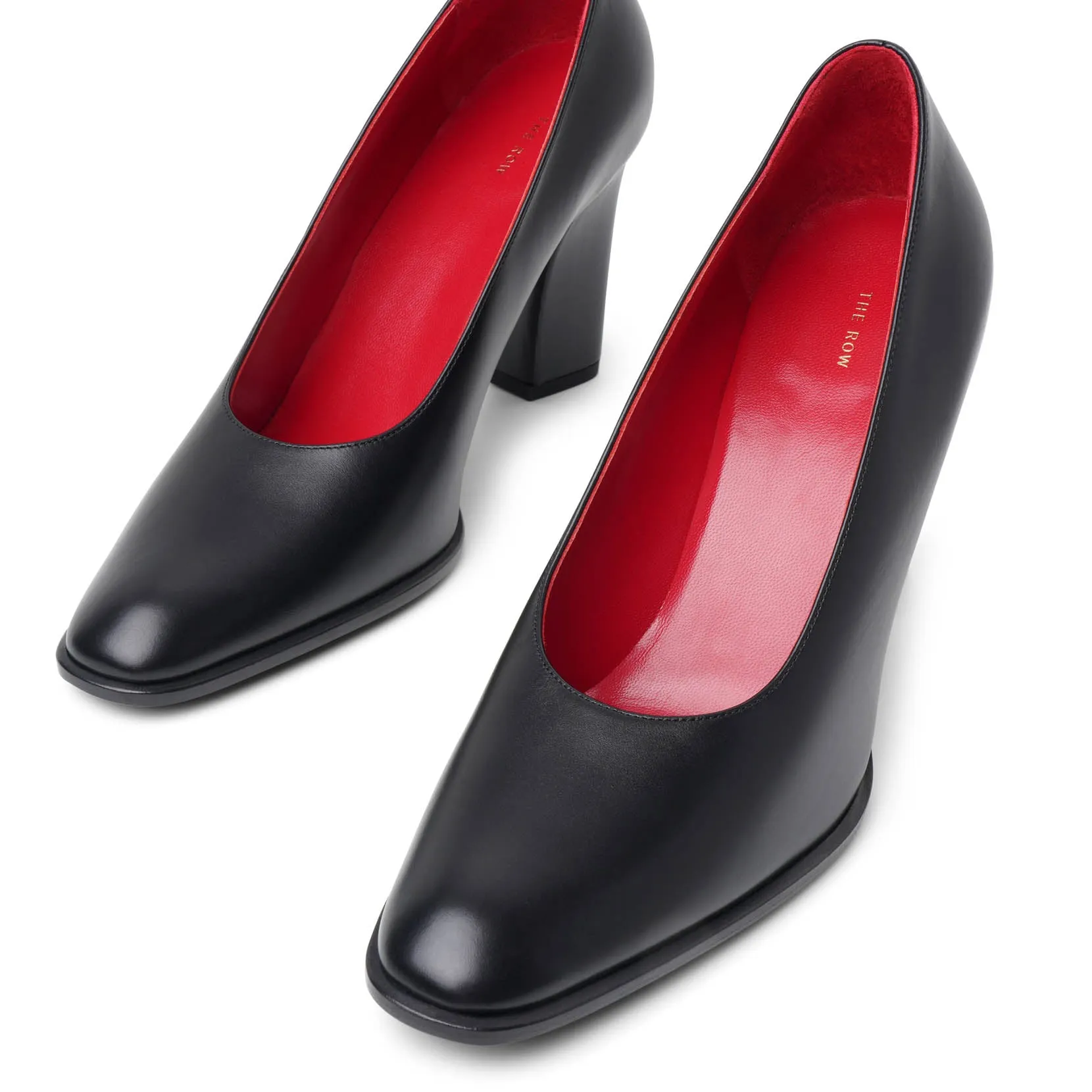 Olivia black leather pumps