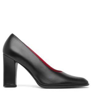 Olivia black leather pumps