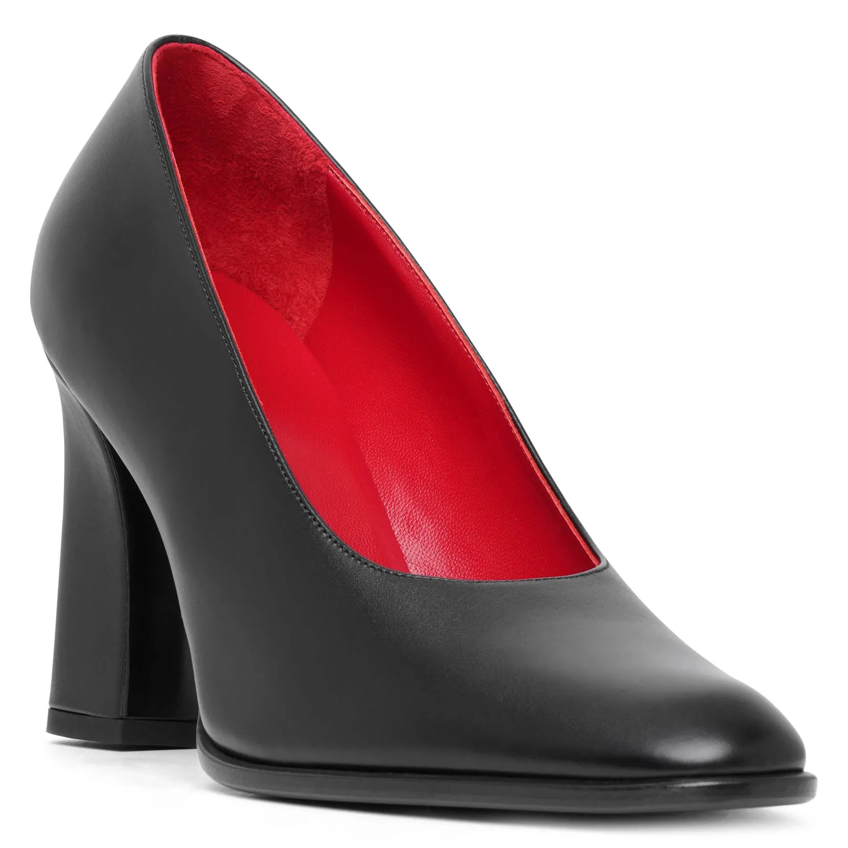 Olivia black leather pumps