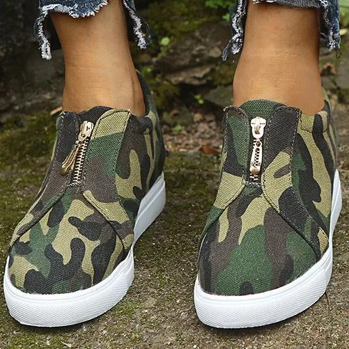 Patent Leather Zipper Decor Flats