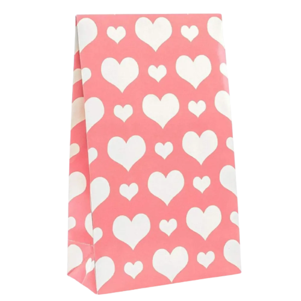 Peel & Seal Gift Bag Pink Hearts 12pk Small No-Wrap Present