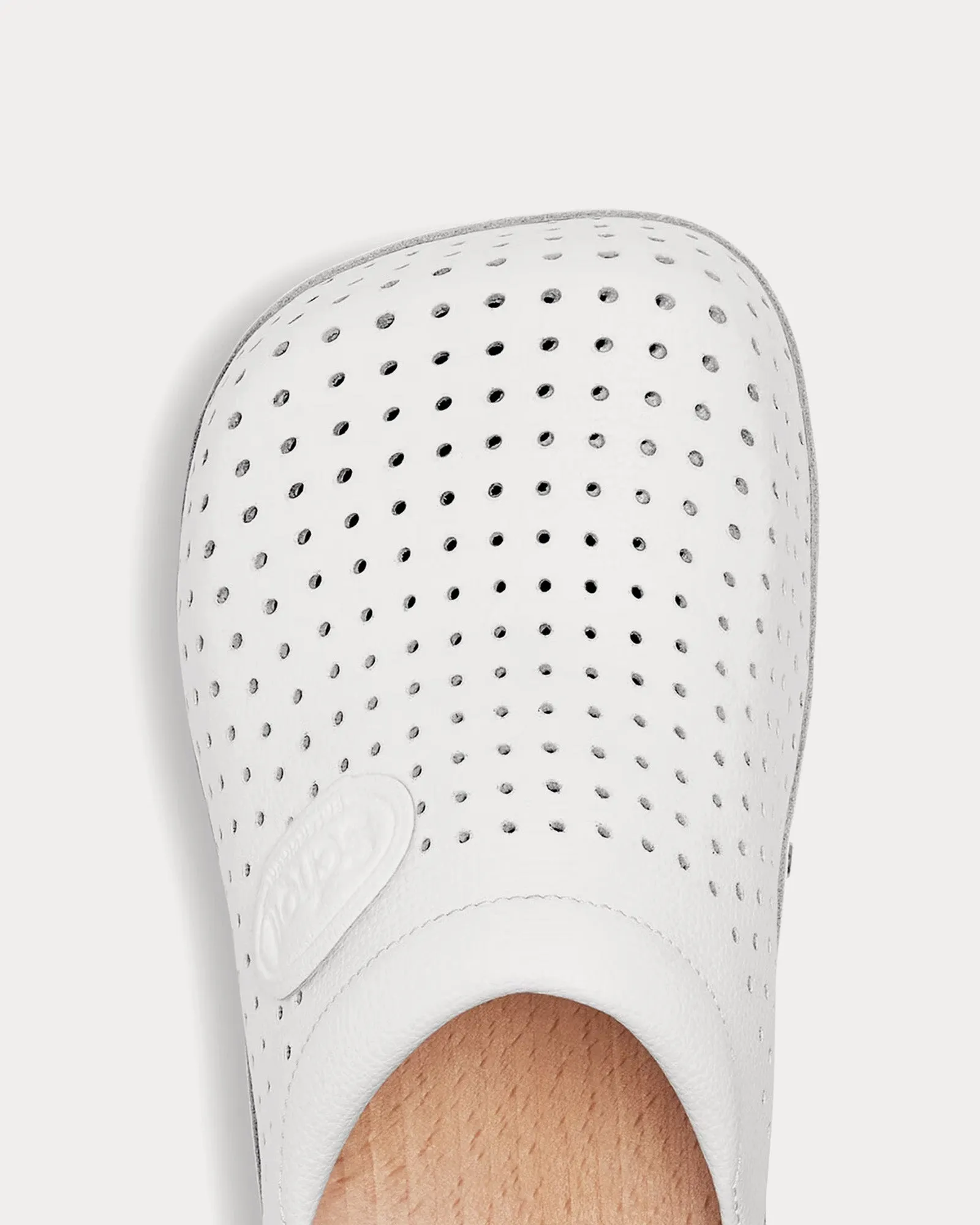Perforated Leather White Clog Mules