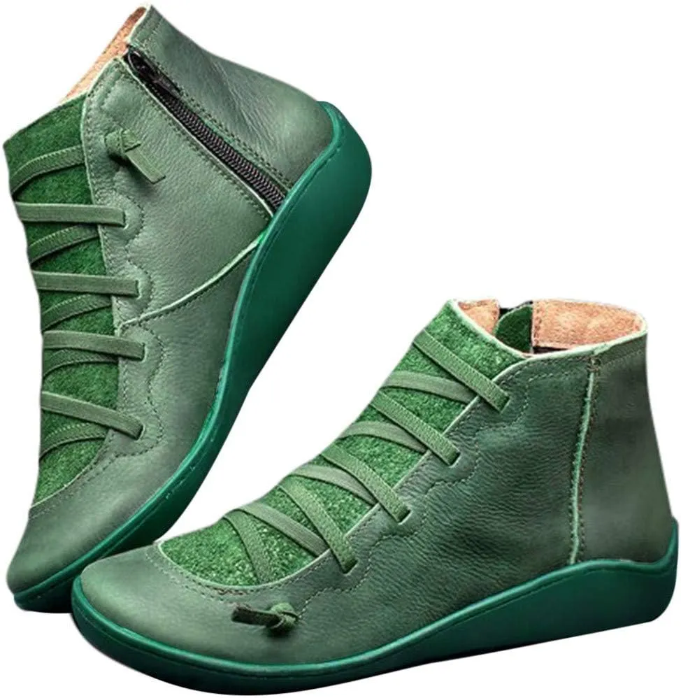 Platform Boots for Women Ankle Black Dress Booties for Women Mens Casual Boots Leather Pointed Toe Bootie for Women Keep Warm Flat Bottom Slip on Pointed Toe Leather Casual