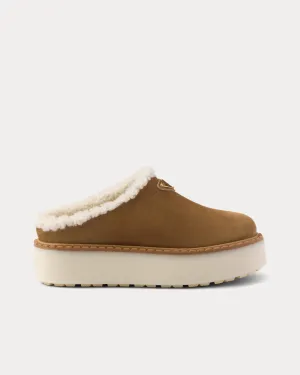Platform Suede Cinnamon Mules