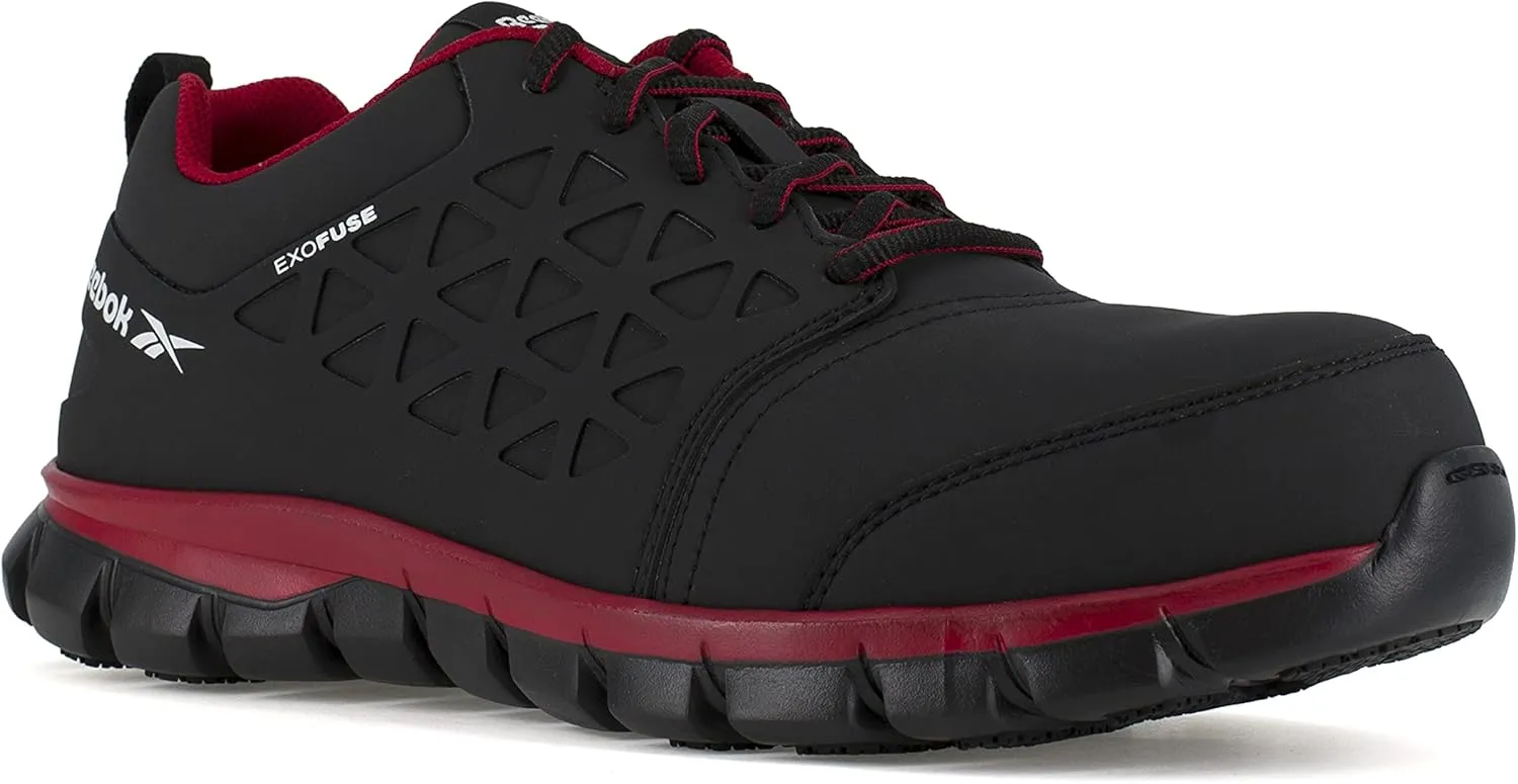 Reebok Men's Rb4050 Sublite Cushion Safety Athletic Work Composite Toe Shoe Black and Orange