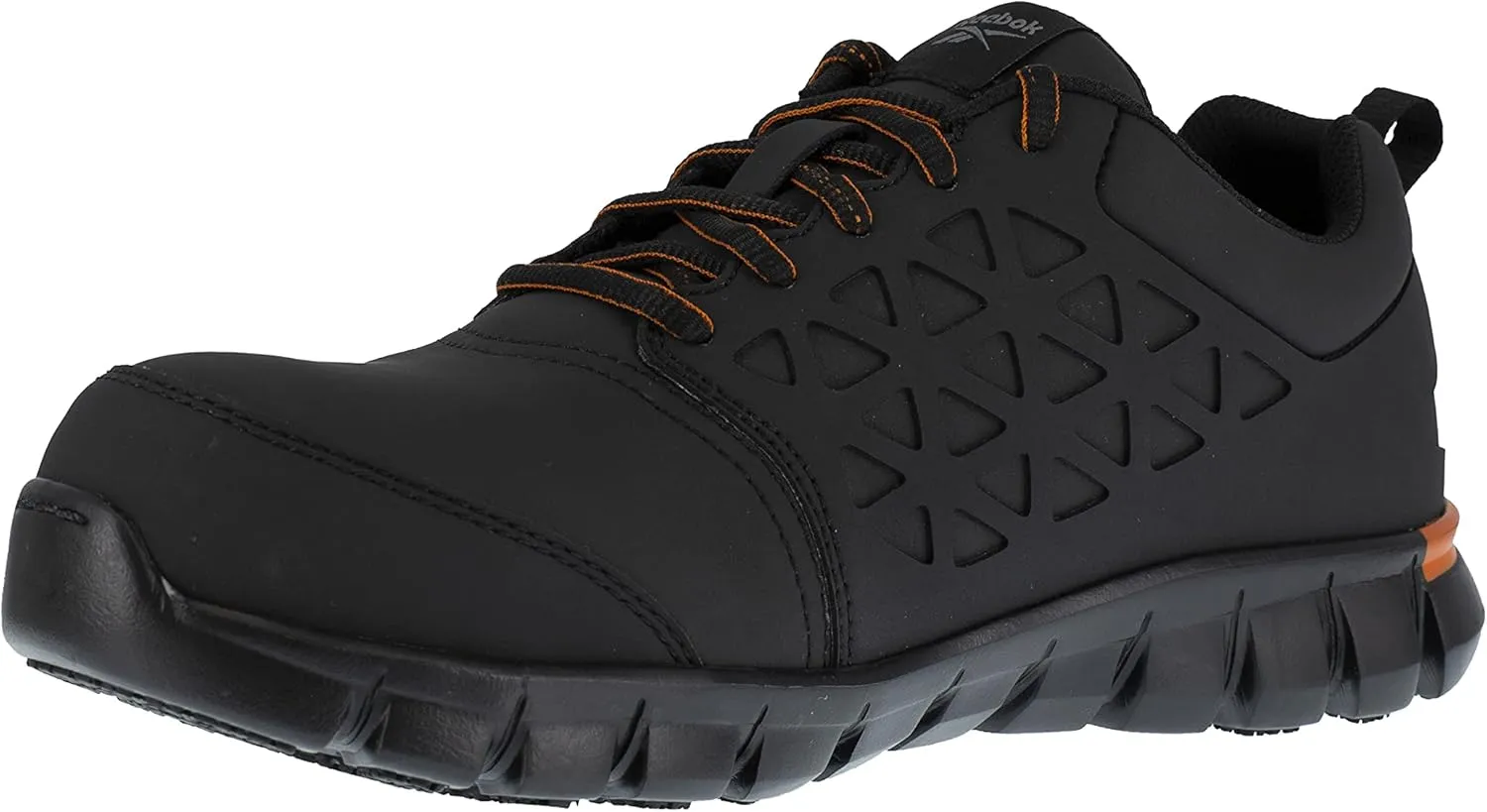 Reebok Men's Rb4050 Sublite Cushion Safety Athletic Work Composite Toe Shoe Black and Orange