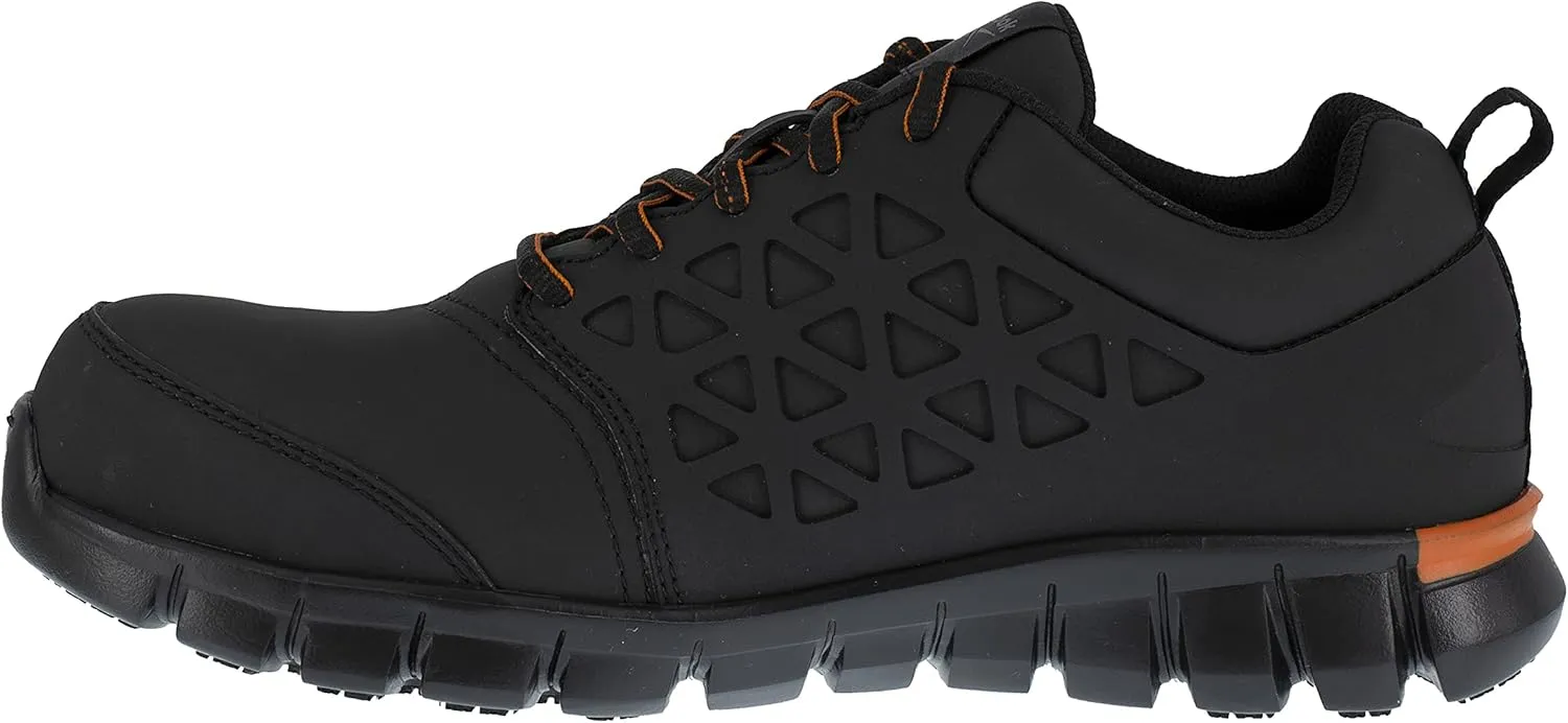 Reebok Men's Rb4050 Sublite Cushion Safety Athletic Work Composite Toe Shoe Black and Orange