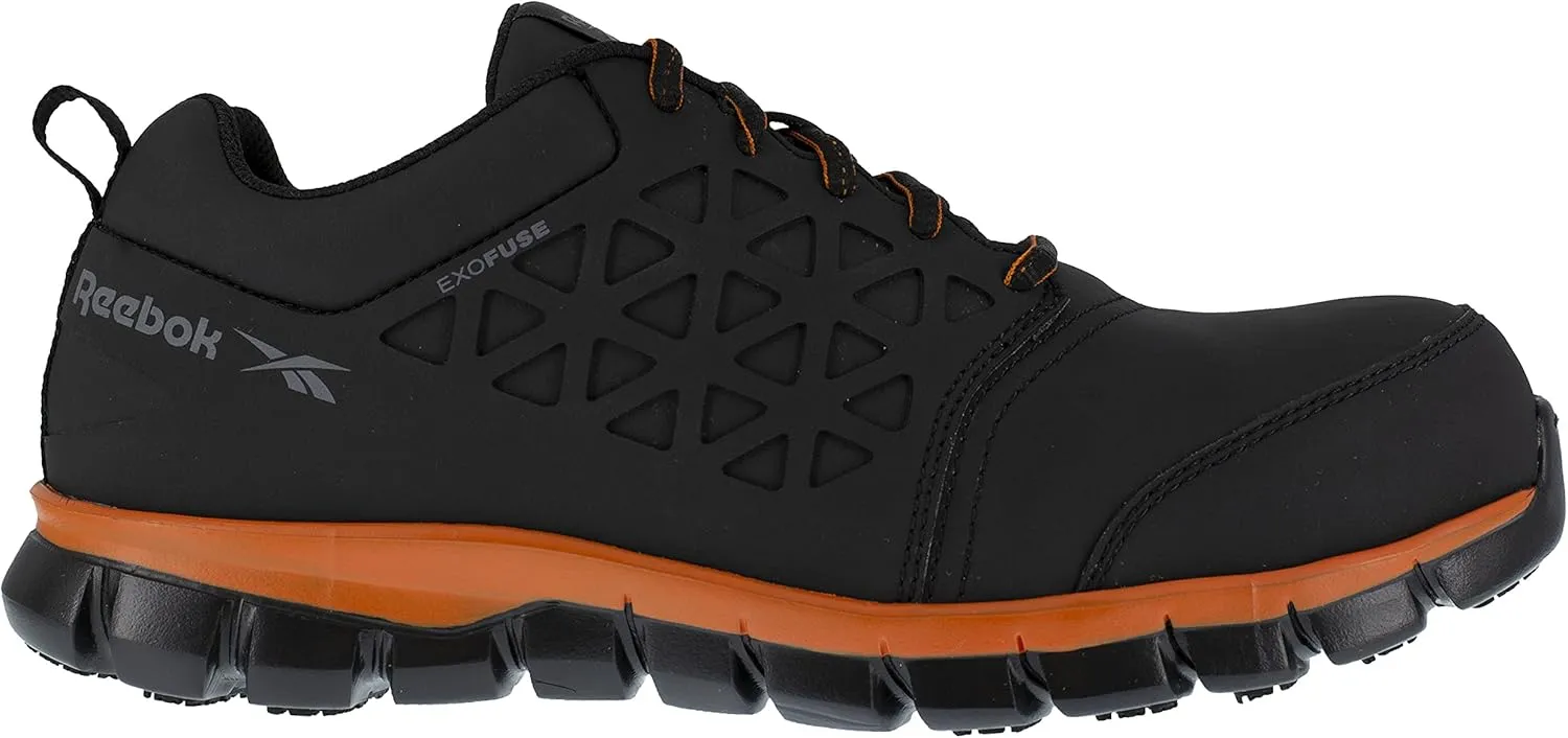 Reebok Men's Rb4050 Sublite Cushion Safety Athletic Work Composite Toe Shoe Black and Orange