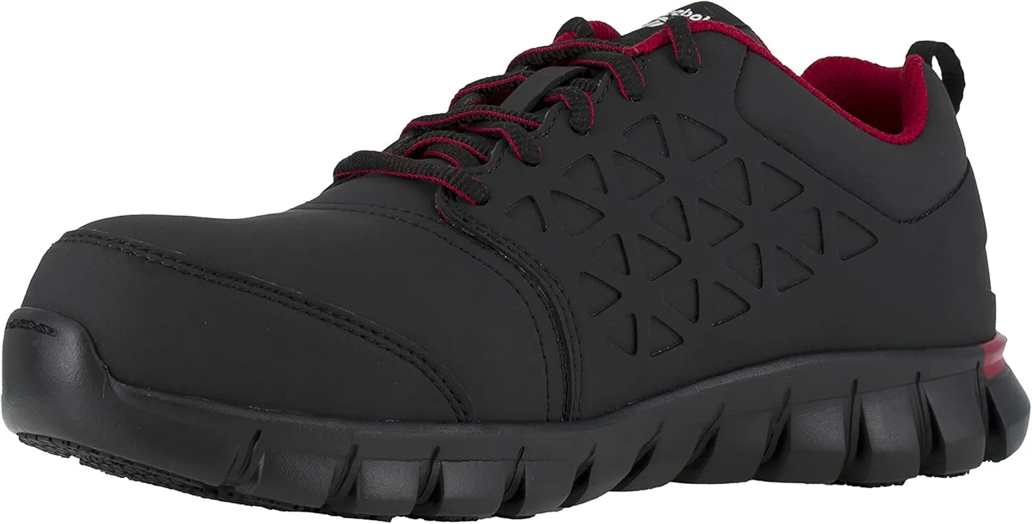 Reebok Men's Rb4050 Sublite Cushion Safety Athletic Work Composite Toe Shoe Black and Orange