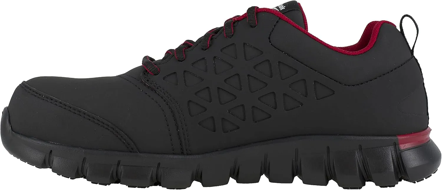Reebok Men's Rb4050 Sublite Cushion Safety Athletic Work Composite Toe Shoe Black and Orange