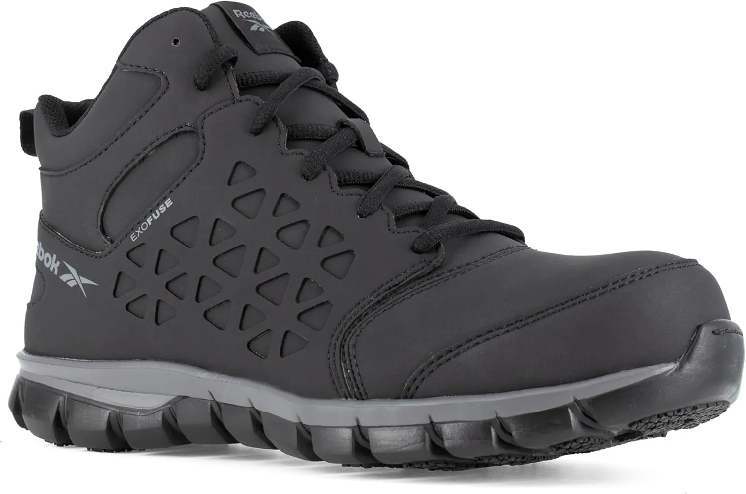 Reebok Men's Rb4060 Sublite Cushion Work Safety Athletic Mid Cut Composite Toe Shoe Black and Gray