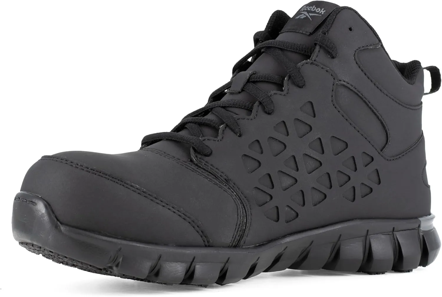 Reebok Men's Rb4060 Sublite Cushion Work Safety Athletic Mid Cut Composite Toe Shoe Black and Gray