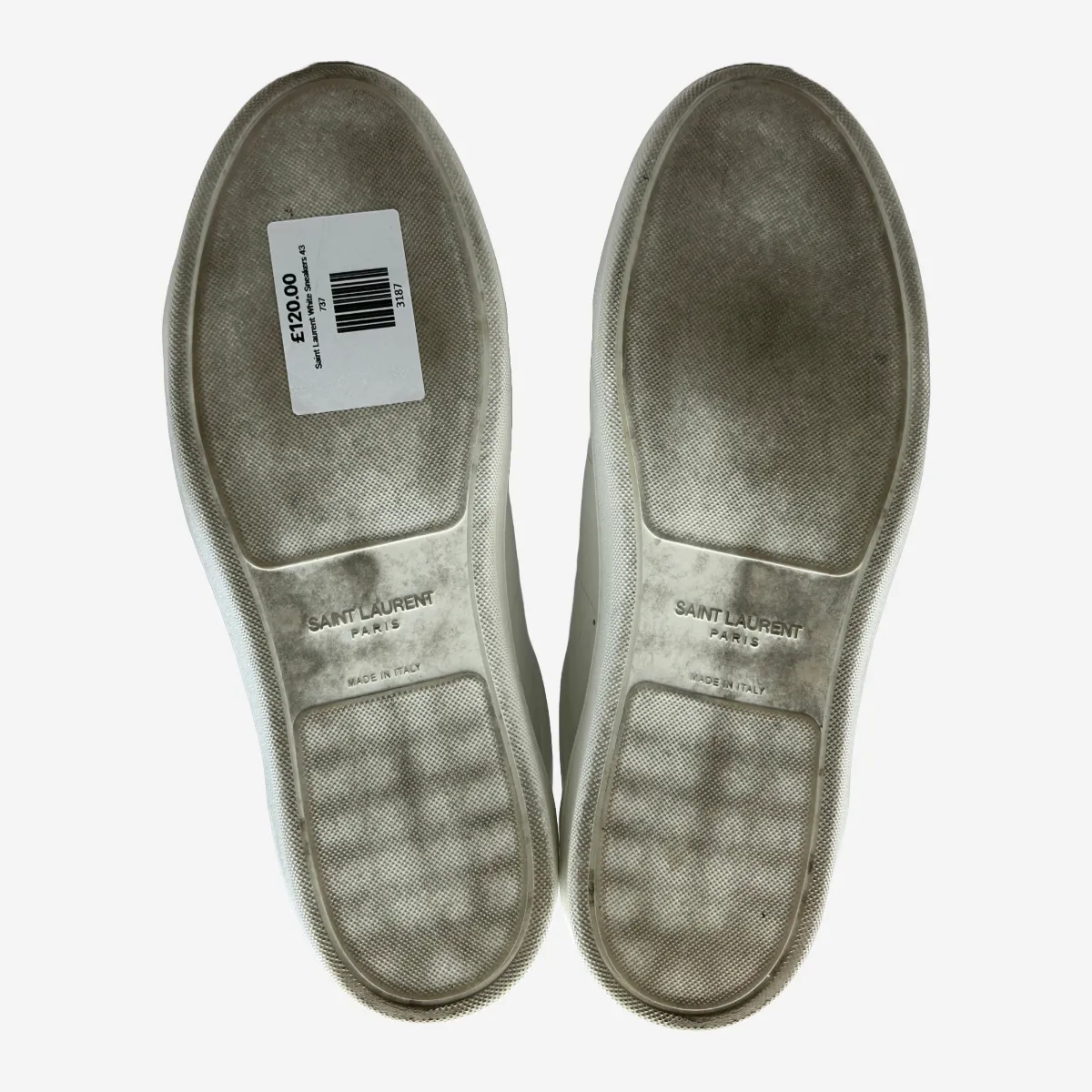 Saint Laurent men's white leather lips sneakers