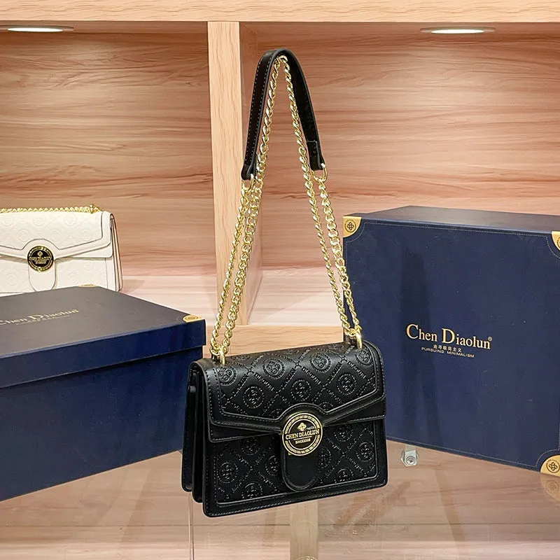 SEALBEER Light luxury women's bag new chain underarm shoulder bag high-end leather retro Bacchus bag fashionable versatile messenger bag