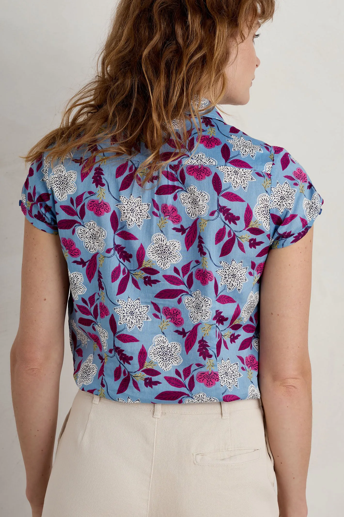 Seasalt Rushmaker Blue Stone Flower Saltwater Print Shirt