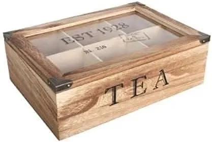 Shabby Chic Vintage 6 Compartment Tea Bag Box Caddy Storage