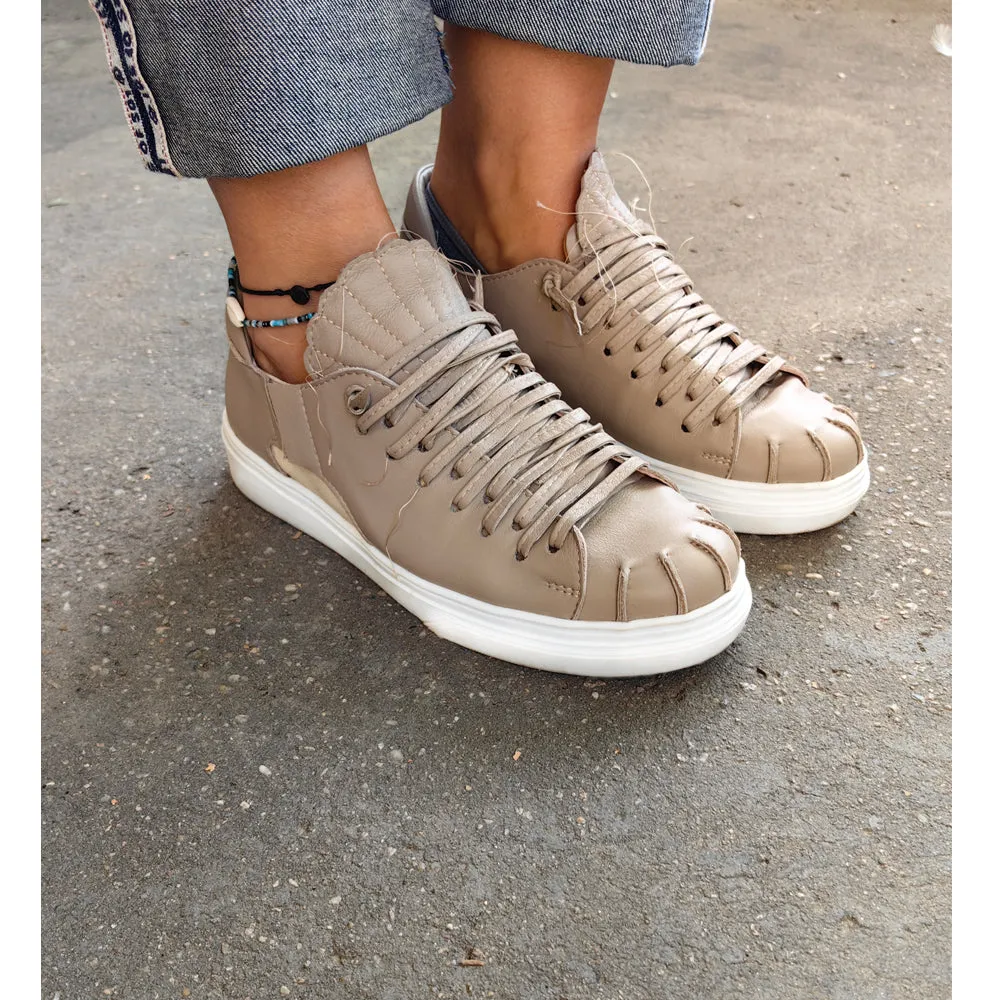 SHR Seaside escape taupe leather sneakers