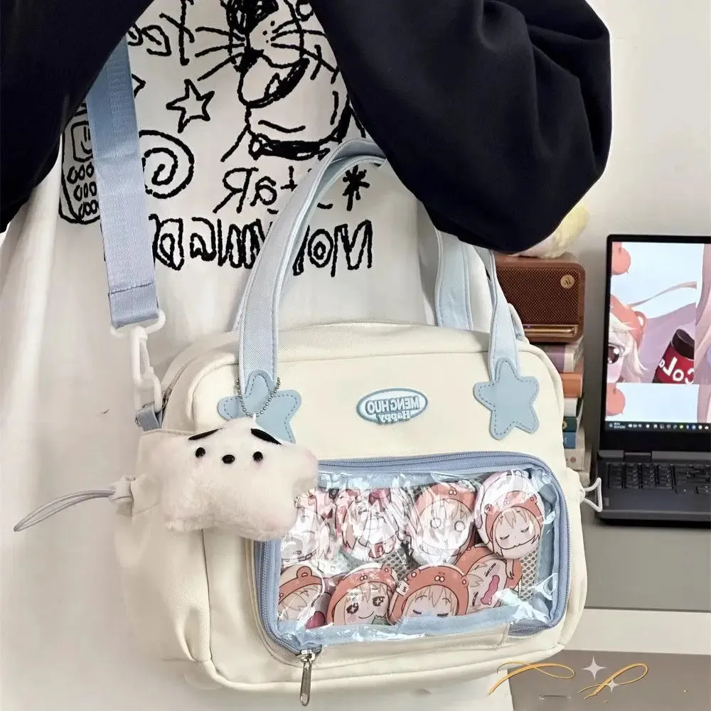 Sohiwoo Japanese JK Handbags for Women Cute Sweet Shoulder Bag Fashion White Lolita Ita Kawaii Versatile Collegiate Ita Bag