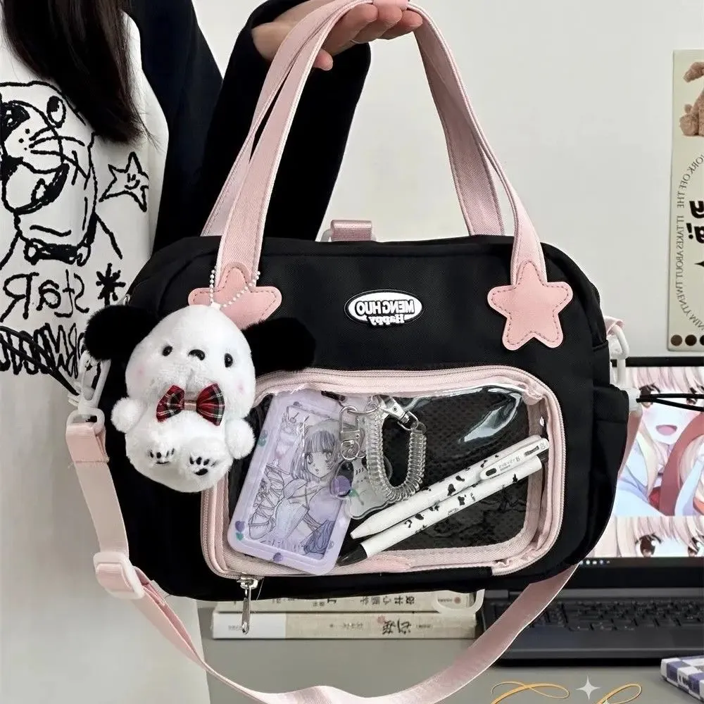 Sohiwoo Japanese JK Handbags for Women Cute Sweet Shoulder Bag Fashion White Lolita Ita Kawaii Versatile Collegiate Ita Bag