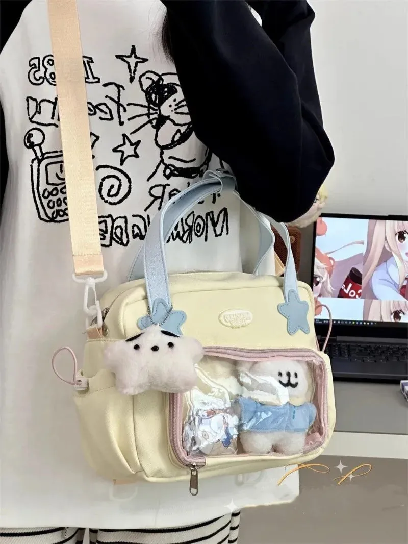 Sohiwoo Japanese JK Handbags for Women Cute Sweet Shoulder Bag Fashion White Lolita Ita Kawaii Versatile Collegiate Ita Bag