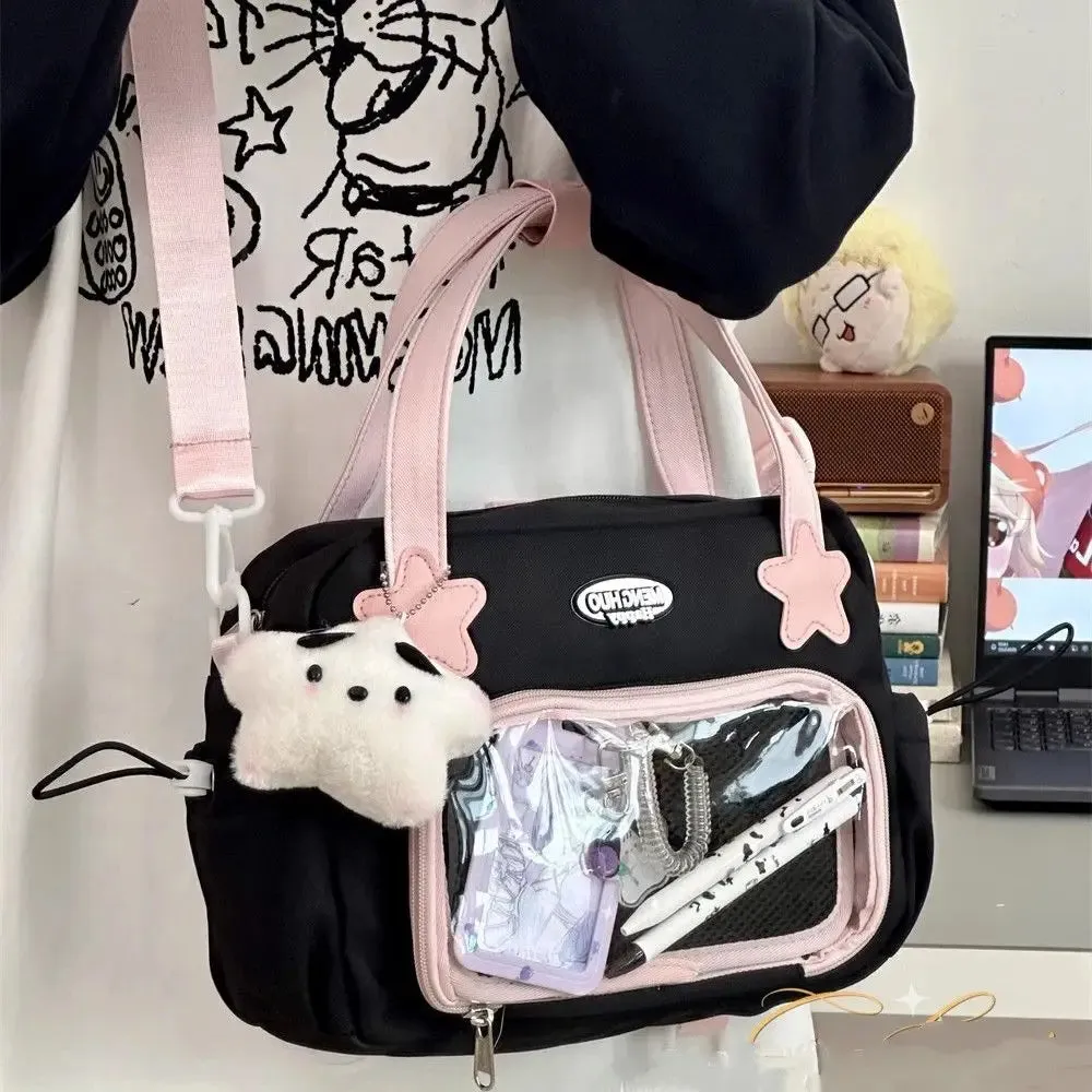 Sohiwoo Japanese JK Handbags for Women Cute Sweet Shoulder Bag Fashion White Lolita Ita Kawaii Versatile Collegiate Ita Bag