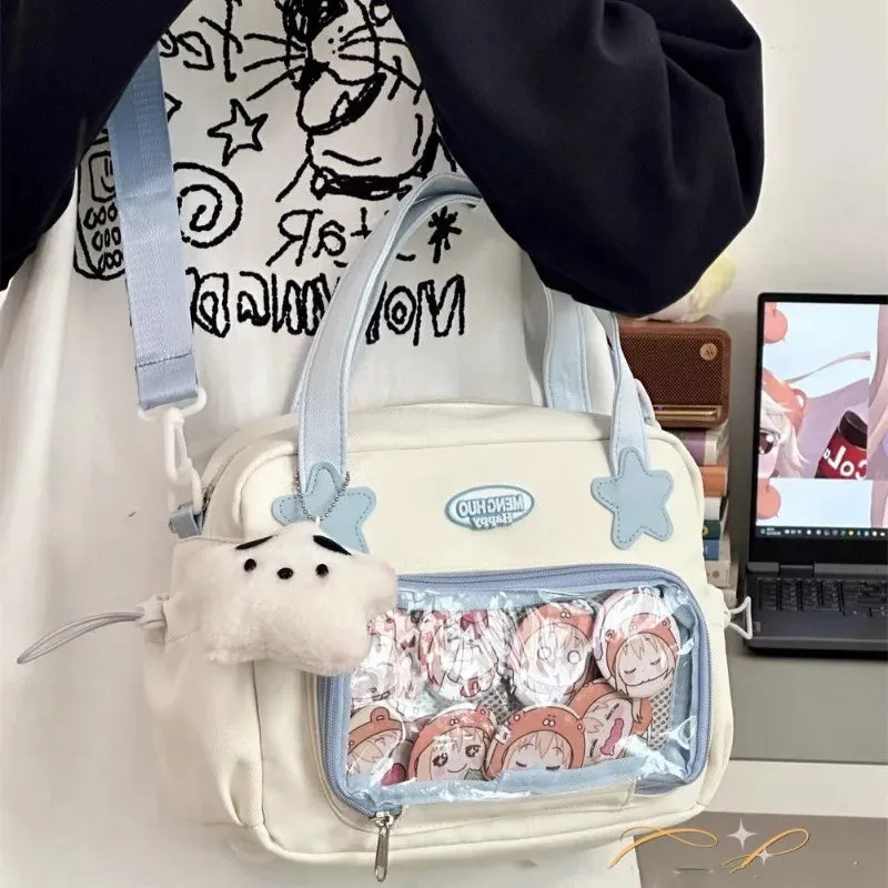 Sohiwoo Japanese JK Handbags for Women Cute Sweet Shoulder Bag Fashion White Lolita Ita Kawaii Versatile Collegiate Ita Bag