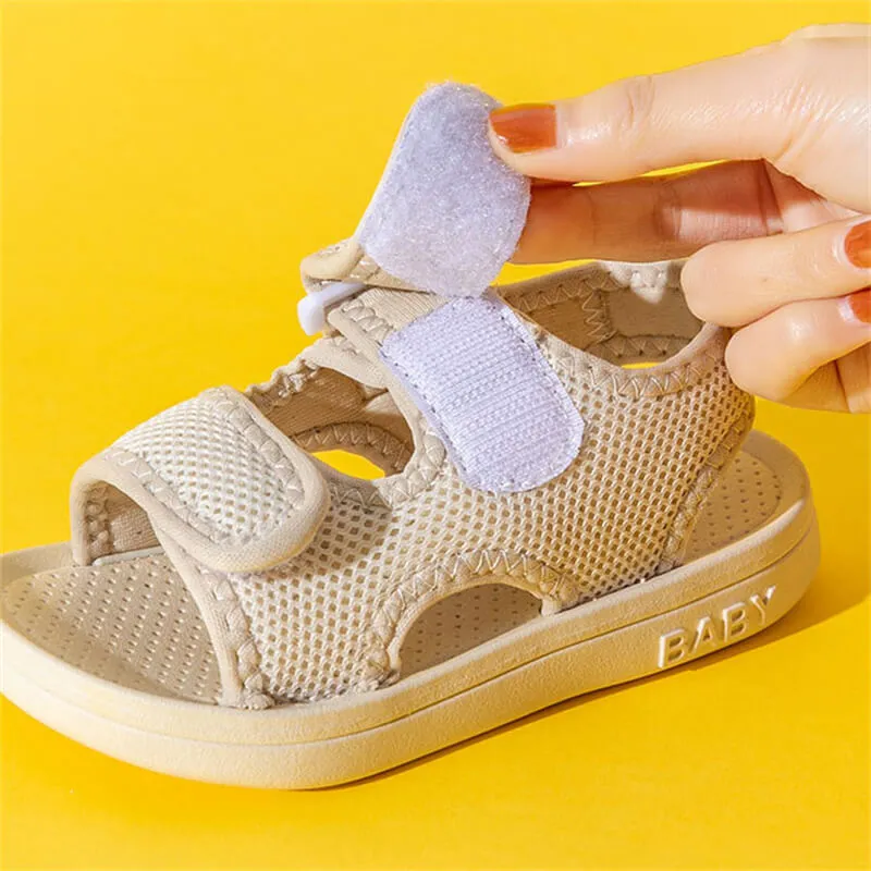 Solid Color Velcro Design Sandals