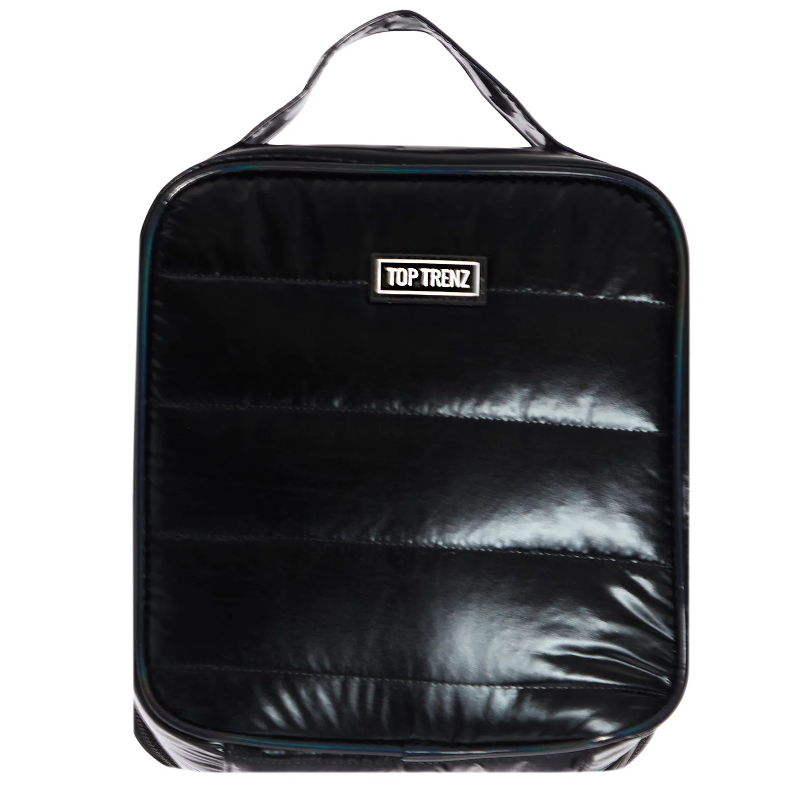 Solid Puffer Black Lunch Bag