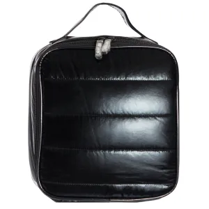 Solid Puffer Black Lunch Bag