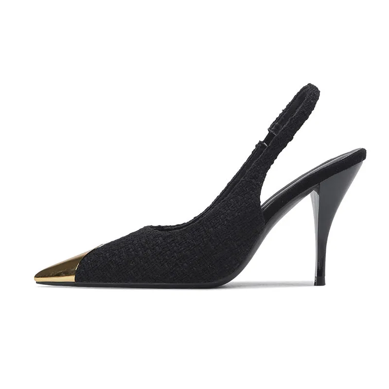 Spring Collection Metallic Black Stiletto Sandals
