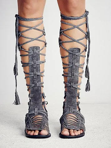 Straps Hollow Out Tassels Flat Gladiator Sandals