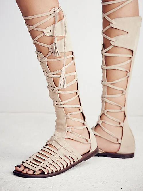 Straps Hollow Out Tassels Flat Gladiator Sandals
