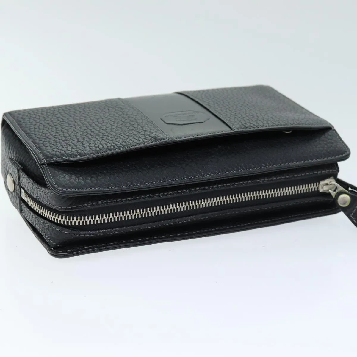 Trendy Inspired Burberry Clutch Bag Leather Black Auth Bs14349