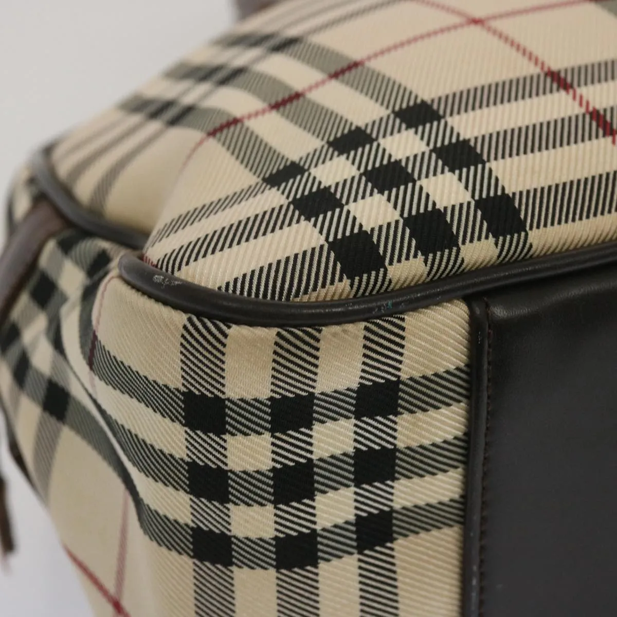 Trendy Inspired Burberry Nova Check Boston Bag Canvas Beige Auth 67063