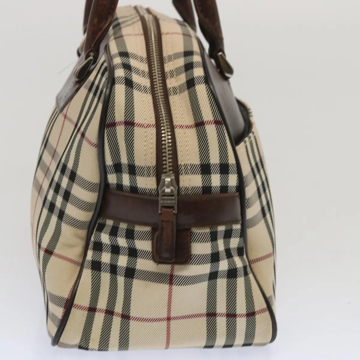 Trendy Inspired Burberry Nova Check Boston Bag Canvas Beige Auth 67063