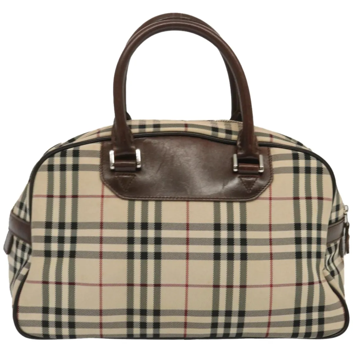 Trendy Inspired Burberry Nova Check Boston Bag Canvas Beige Auth 67063